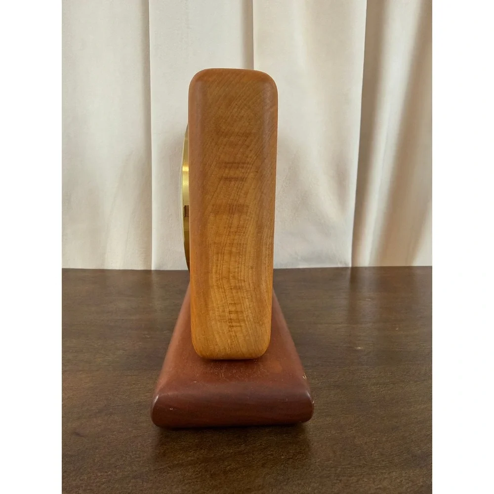 Hand Carved Solid Wood Mid‎ Century Modern Style Mantle Clock 9